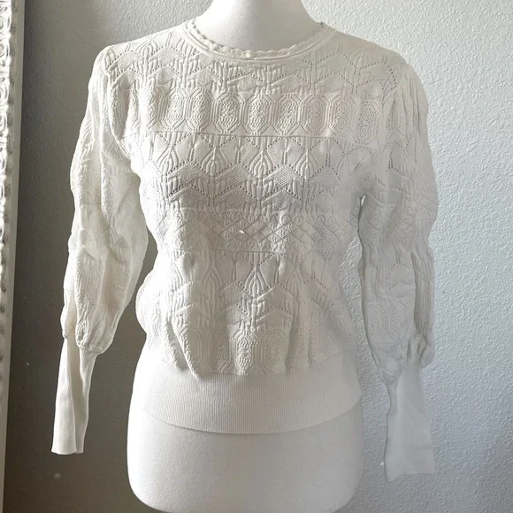Zara Crochet Balloon Sleeve Sweater - Picture 5 of 7
